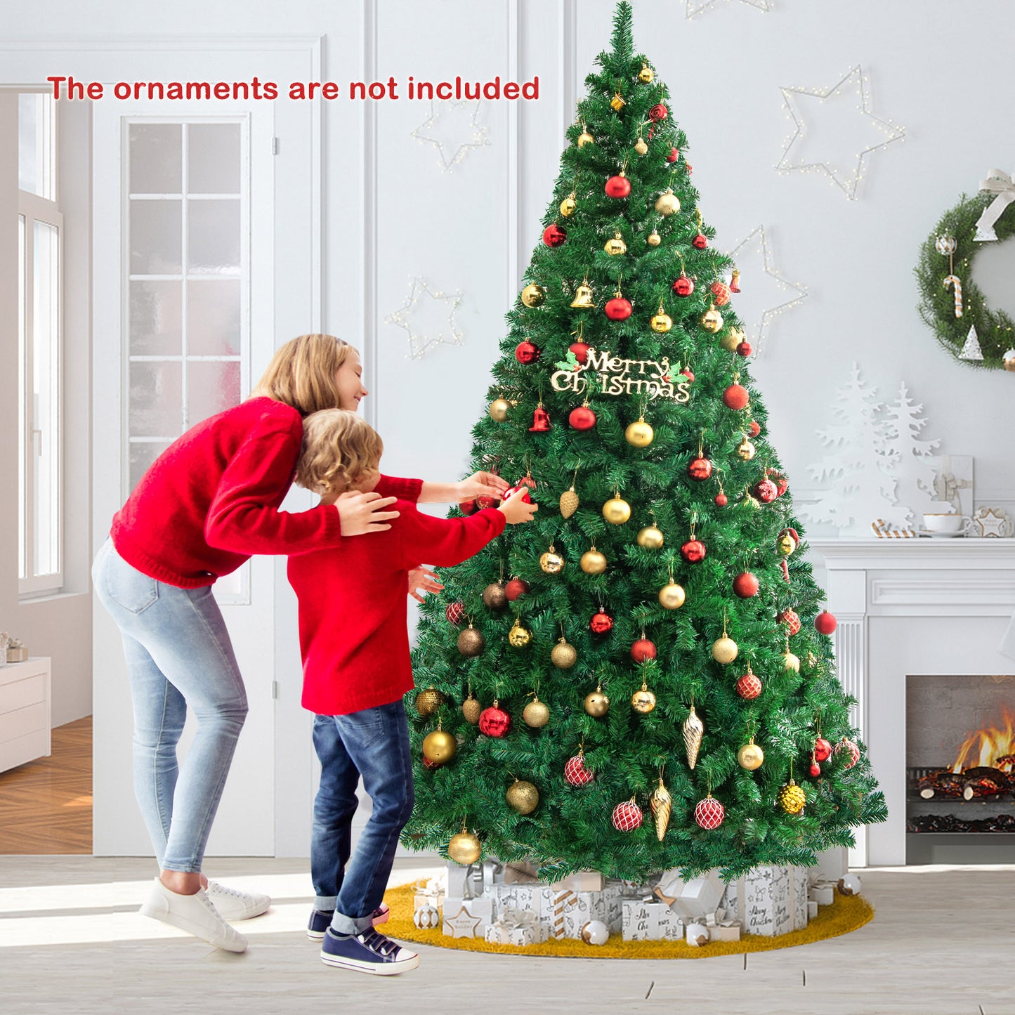 5/6/7/8 Feet Artificial PVC Hinged Christmas Tree with Solid Metal Stand