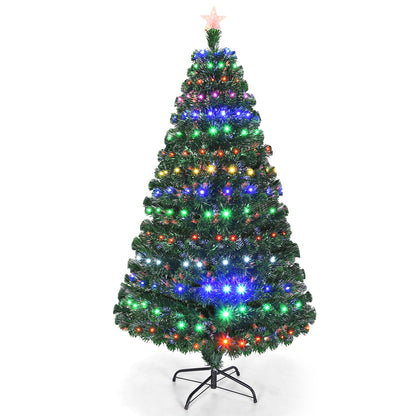 5/6/7 Feet Multicolor Artificial Christmas Tree with LED Light and Metal Stand-6'