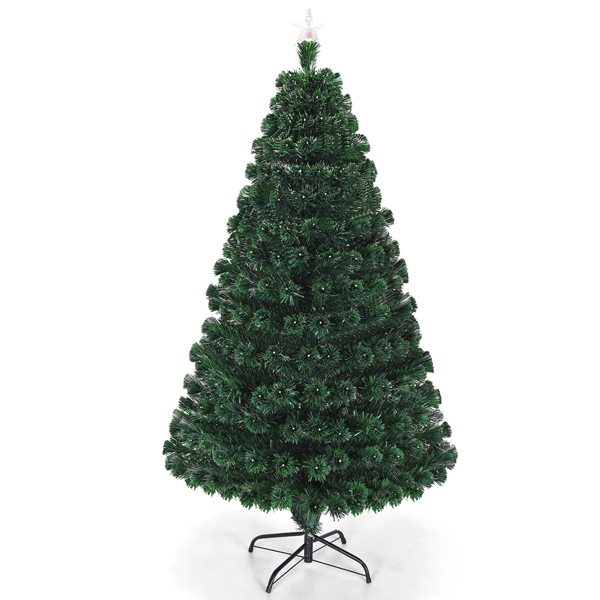 5/6/7 Feet Multicolor Artificial Christmas Tree with LED Light and Metal Stand-6'