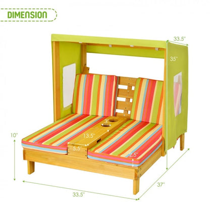 Chaise longue de patio pour enfants avec porte-gobelets et auvent