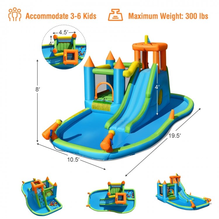 Inflatable Water Slide with Bounce House and Splash Pool with/without Blower for Kids