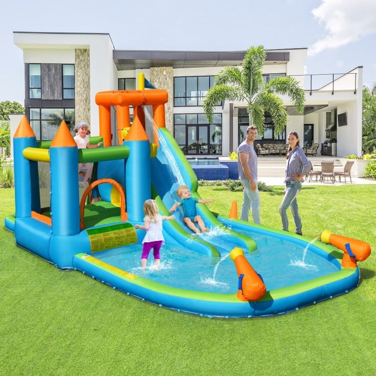 Inflatable Water Slide with Bounce House and Splash Pool with/without Blower for Kids