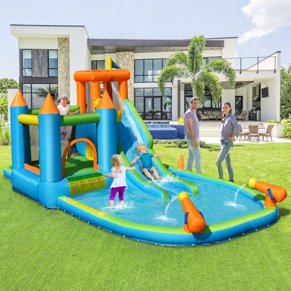 Inflatable Water Slide with Bounce House and Splash Pool with/without Blower for Kids