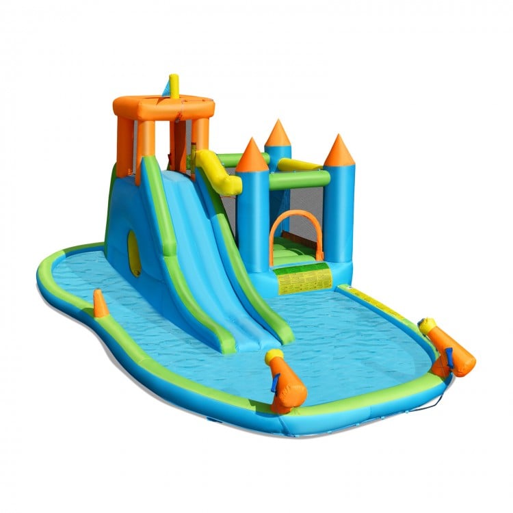 Toboggan aquatique gonflable avec maison gonflable et pataugeoire avec/sans souffleur pour enfants