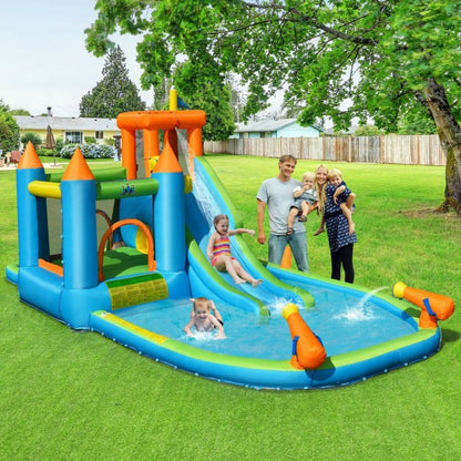 Inflatable Water Slide with Bounce House and Splash Pool with/without Blower for Kids