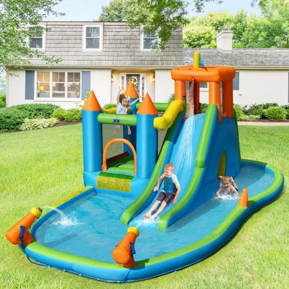 Inflatable Water Slide with Bounce House and Splash Pool with/without Blower for Kids