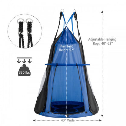 2-in-1 40 Inch Kids Hanging Chair Detachable Swing Tent Set