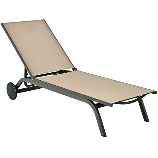 Chaise longue d'extérieur en tissu aluminium avec inclinaison réglable