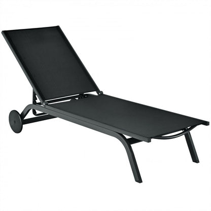 Chaise longue d'extérieur en tissu aluminium avec inclinaison réglable