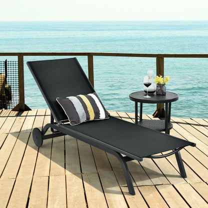 Chaise longue d'extérieur en tissu aluminium avec inclinaison réglable