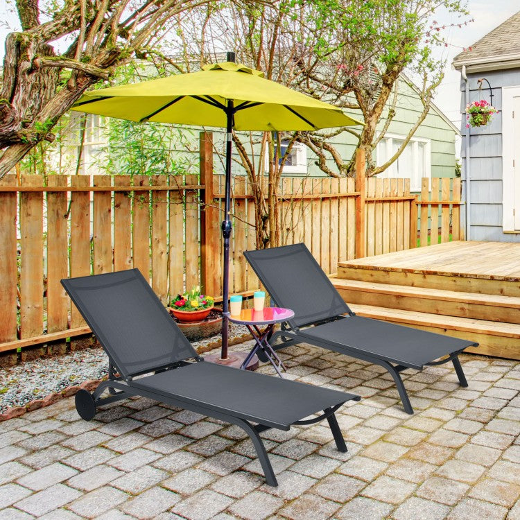 Aluminum Fabric Outdoor Patio Lounge Chair with Adjustable Reclining