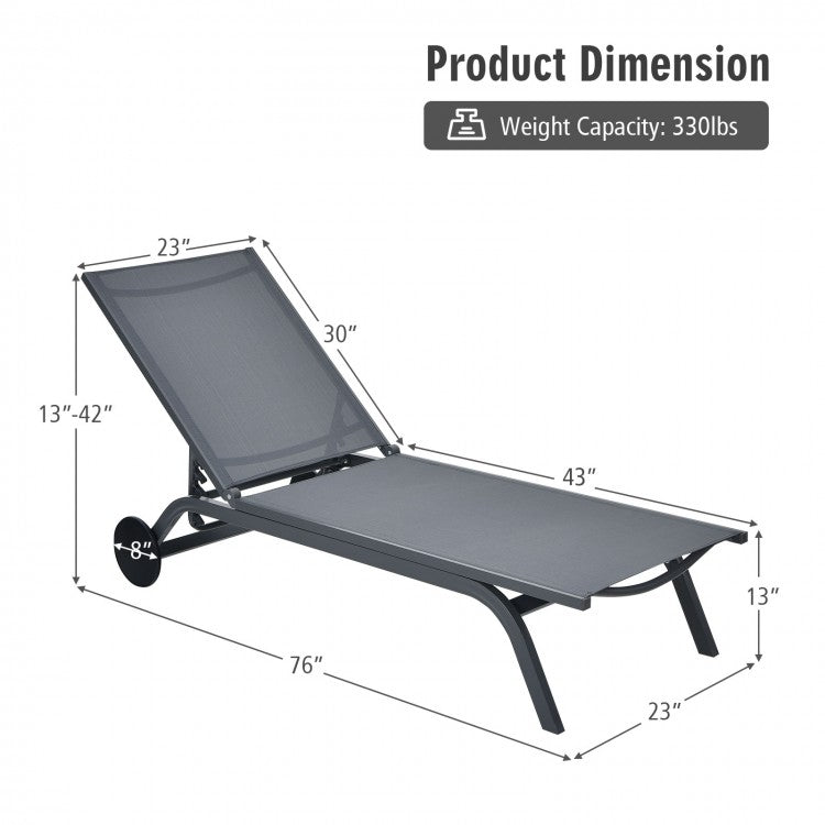 Aluminum Fabric Outdoor Patio Lounge Chair with Adjustable Reclining