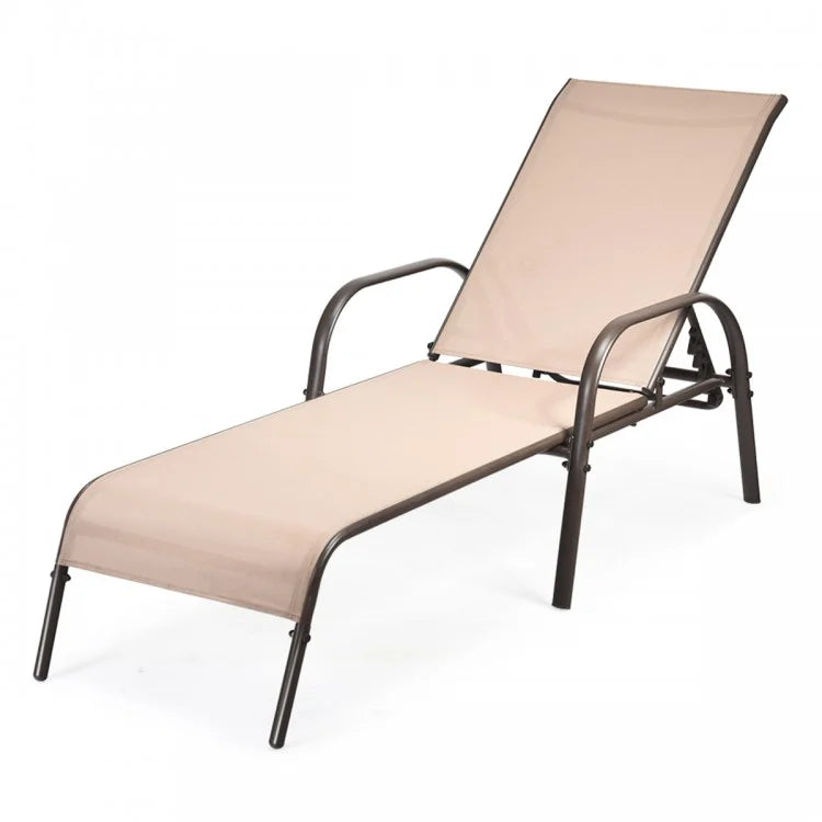 Adjustable Patio Chaise Folding Lounge Chair with Backrest