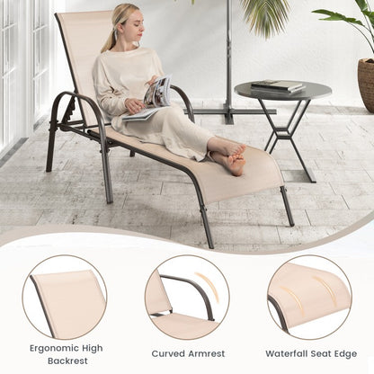 Chaise longue pliante réglable avec dossier