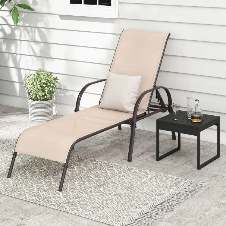 Adjustable Patio Chaise Folding Lounge Chair with Backrest