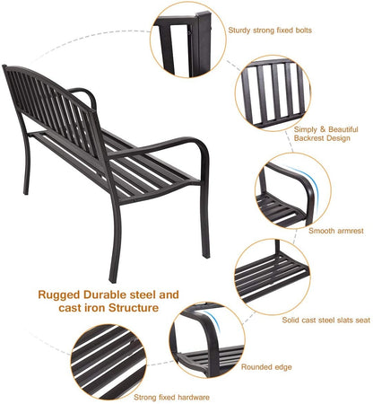 50 Inch Patio Garden Bench Loveseats for Outdoor