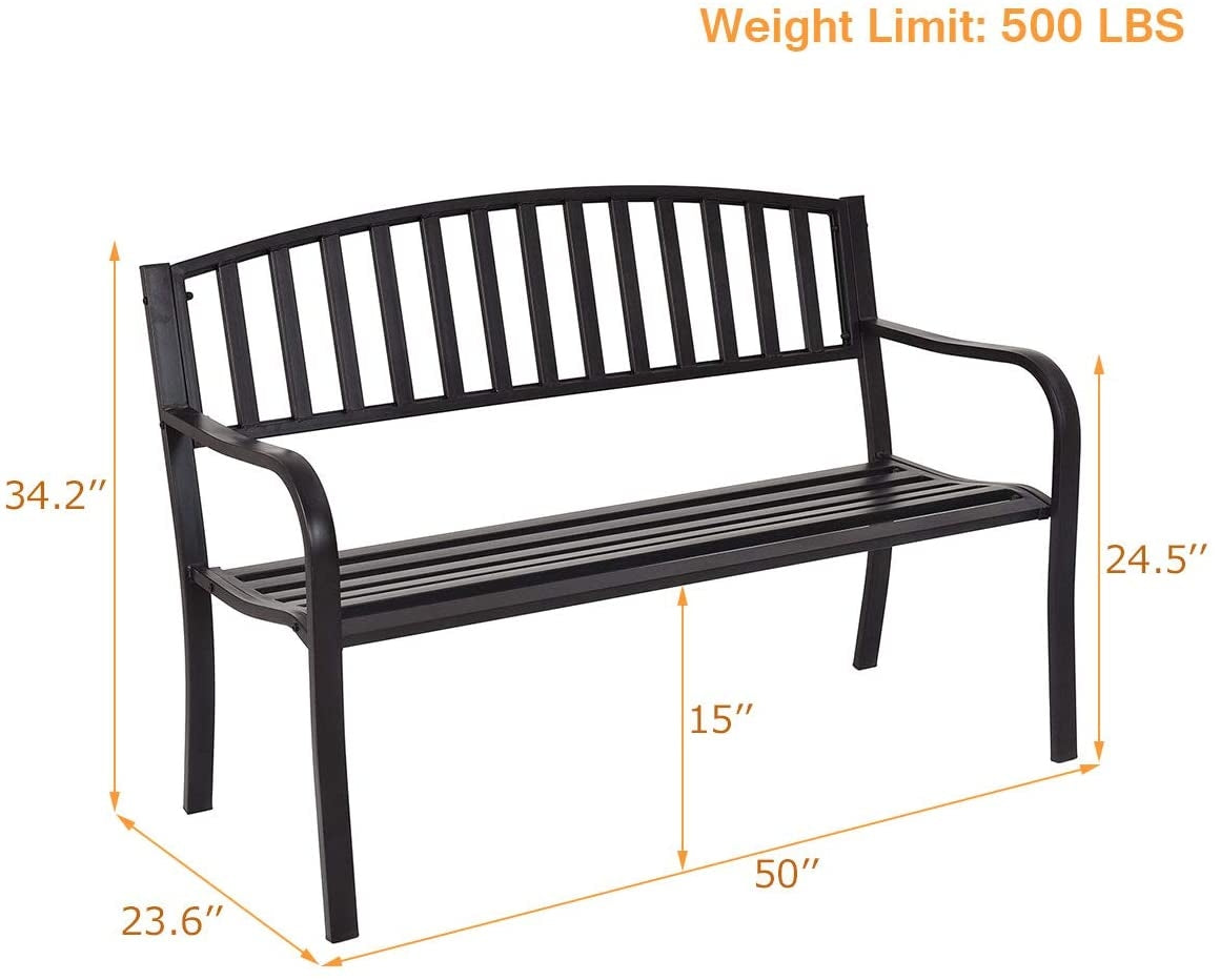 50 Inch Patio Garden Bench Loveseats for Outdoor