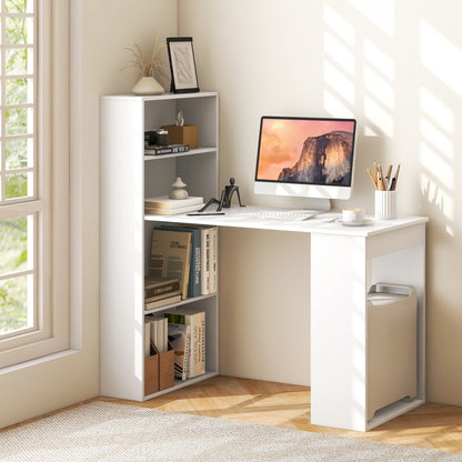 Bureau d'ordinateur avec étagères de rangement à 6 niveaux - Blanc