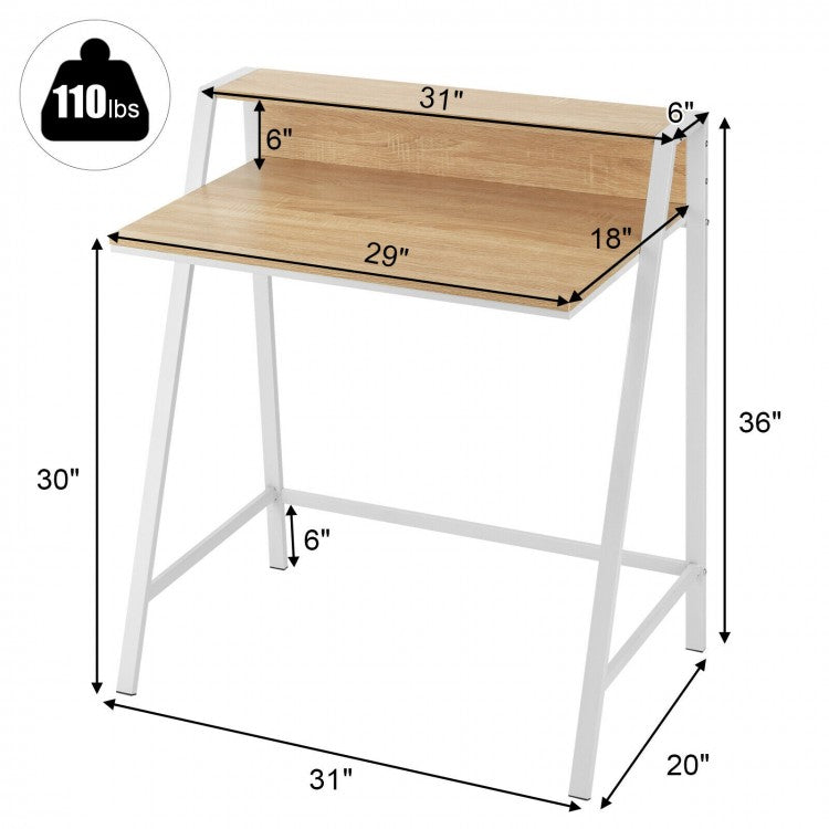 2 Tier Computer Desk PC Laptop Table Study Writing Home Office Workstation New