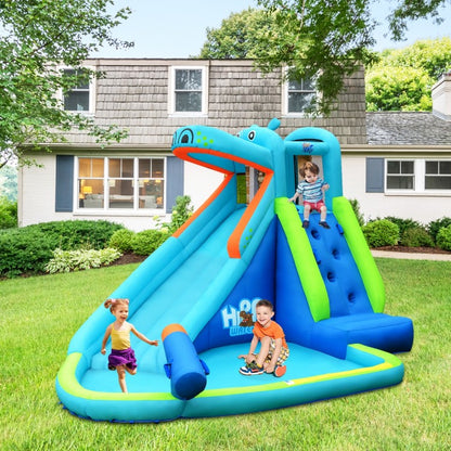 Hippo Inflatable Water Slide Bounce House with Air Blower