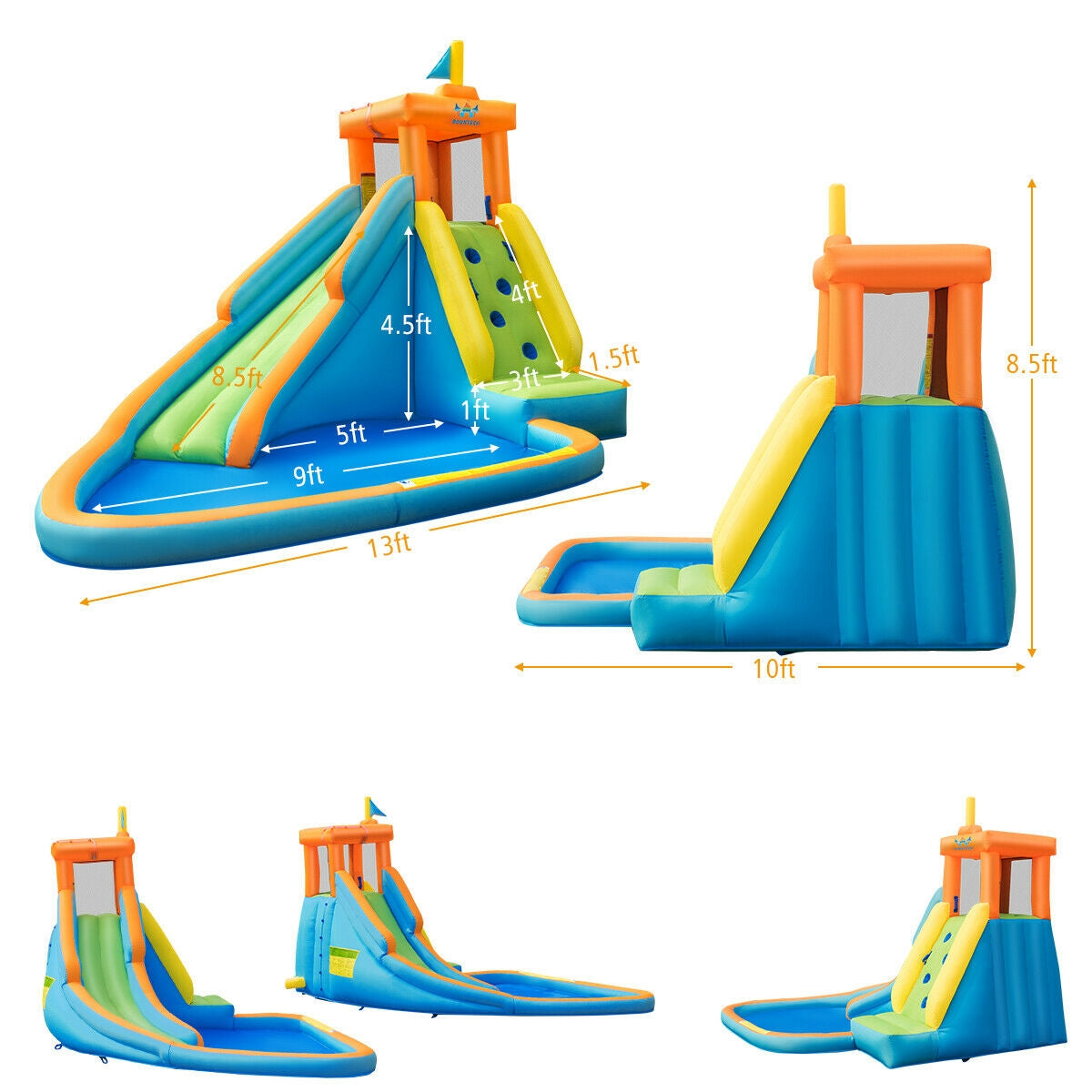 Toboggan aquatique gonflable pour enfants avec souffleur de 740 W