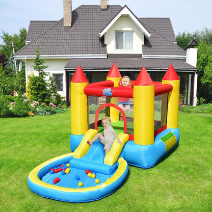 Château gonflable pour enfants avec toboggan et souffleur de 580 W