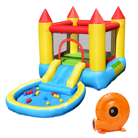 Château gonflable pour enfants avec toboggan et souffleur de 580 W