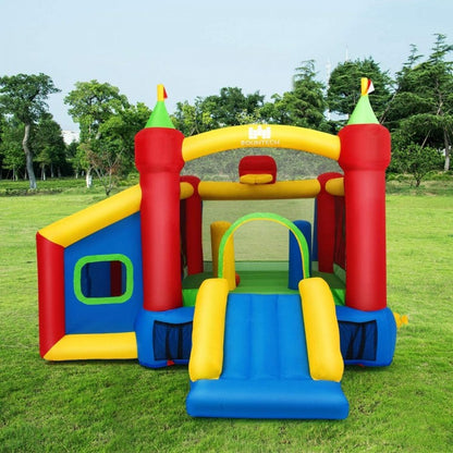 Château gonflable pour enfants avec toboggan et souffleur