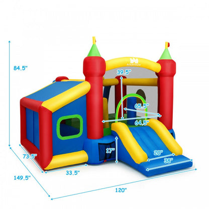 Château gonflable pour enfants avec toboggan et souffleur