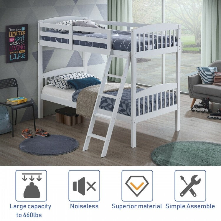 Solid Wood Twin Bunk Beds with Detachable Ladder