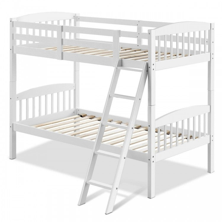 Solid Wood Twin Bunk Beds with Detachable Ladder