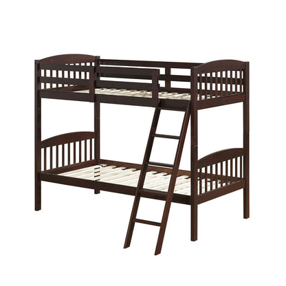 Solid Wood Twin Bunk Beds with Detachable Ladder