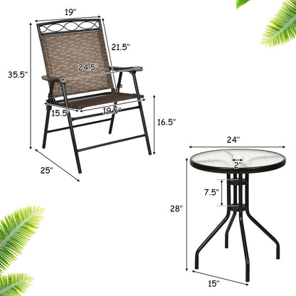 Ensemble de salle à manger de patio avec chaises pliantes et table de patio