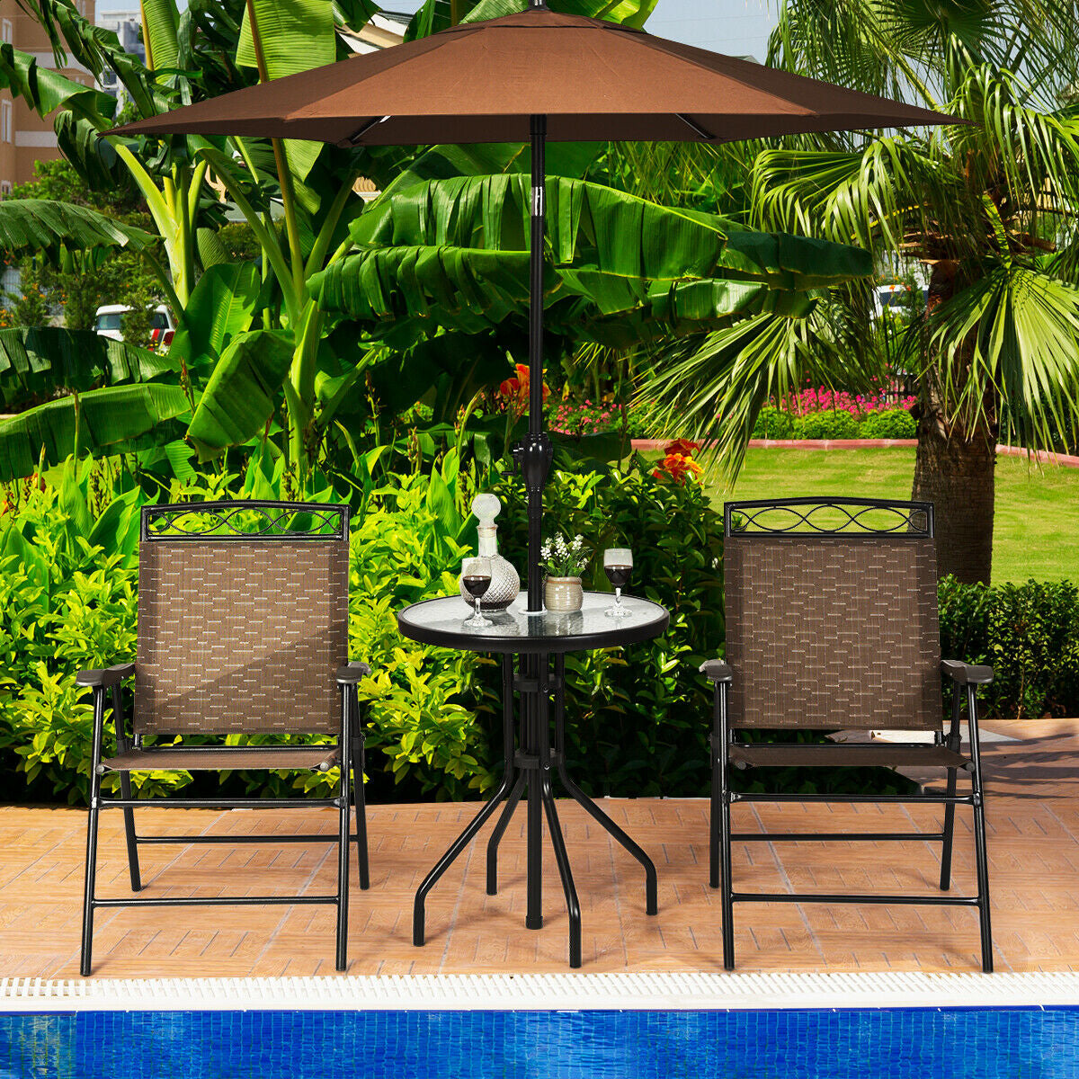 Ensemble de salle à manger de patio avec chaises pliantes et table de patio