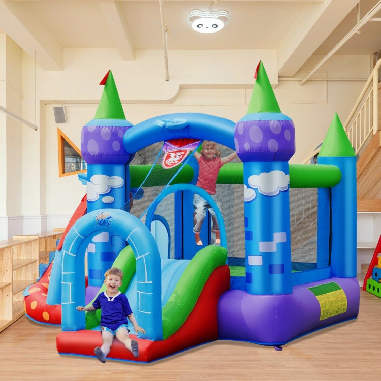 Kids Inflatable Bounce House Dragon Jumping Slide Bouncer Castle with 740W Blower