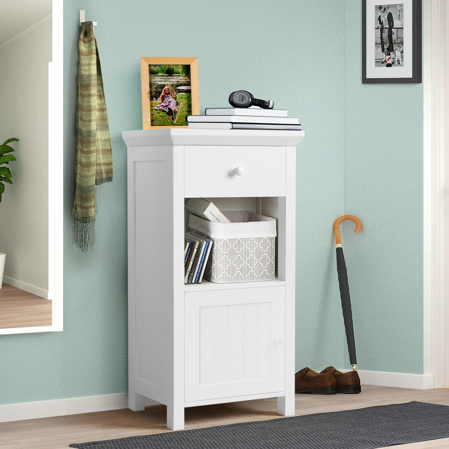 Armoire de rangement à tiroirs avec porte pour salle de bain