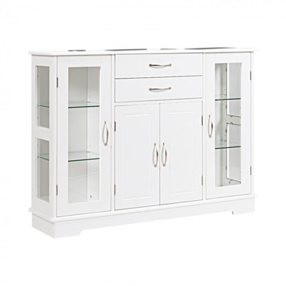 Sideboard Buffet Server Storage Cabinet with 2 Drawers and Glass Doors