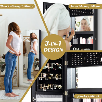 Lockable Storage Jewelry Cabinet  with Frameless Mirror