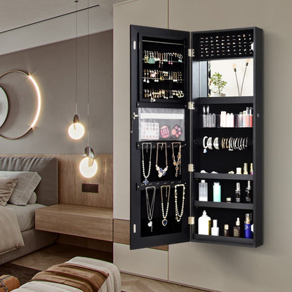 Lockable Storage Jewelry Cabinet  with Frameless Mirror