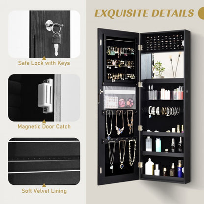 Lockable Storage Jewelry Cabinet  with Frameless Mirror