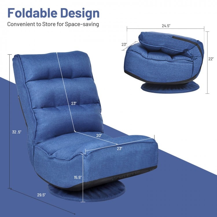 5-Position Folding Floor Gaming Chair with Tufted Back Support