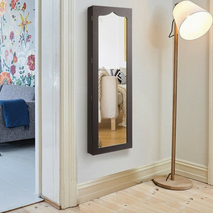 Armoire à bijoux verrouillable avec miroir mural et 5 LED et 6 tiroirs