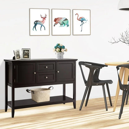 Buffet console en bois avec tiroirs et rangement