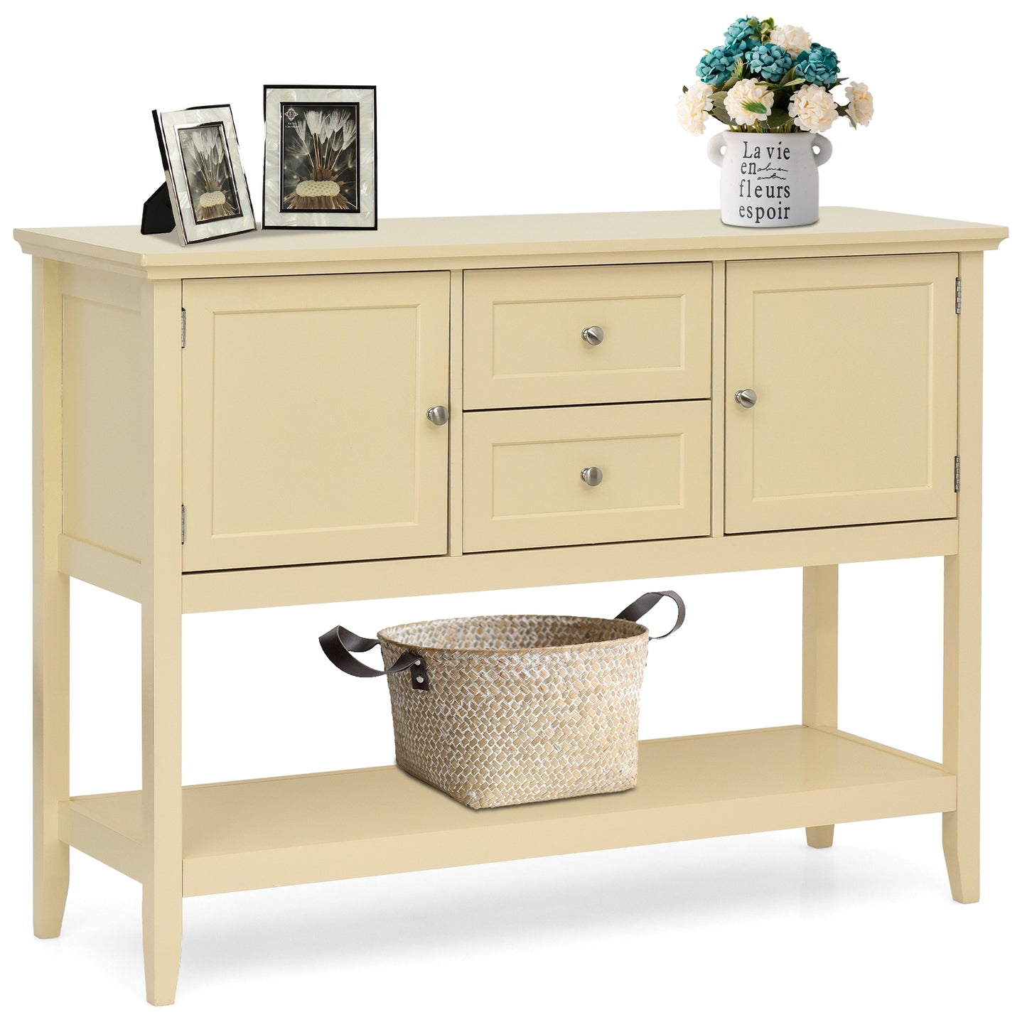 Wooden Sideboard Buffet Console Table  with Drawers and Storage