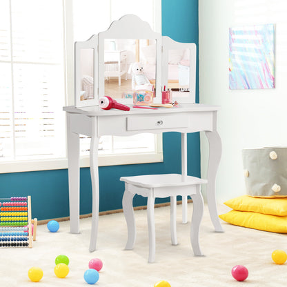 Mini Makeup Dressing Mirror Vanity Table Stool Set