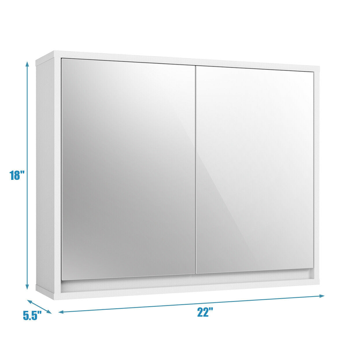 2-Door Wall-Mounted Bathroom Mirrored Medicine Cabinet