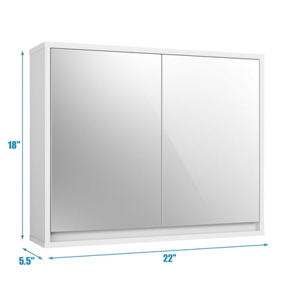 2-Door Wall-Mounted Bathroom Mirrored Medicine Cabinet