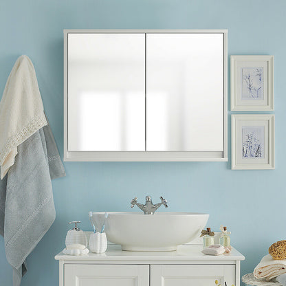 2-Door Wall-Mounted Bathroom Mirrored Medicine Cabinet