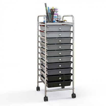 10 Drawer Rolling Storage Cart Organizer with 4 Universal Casters