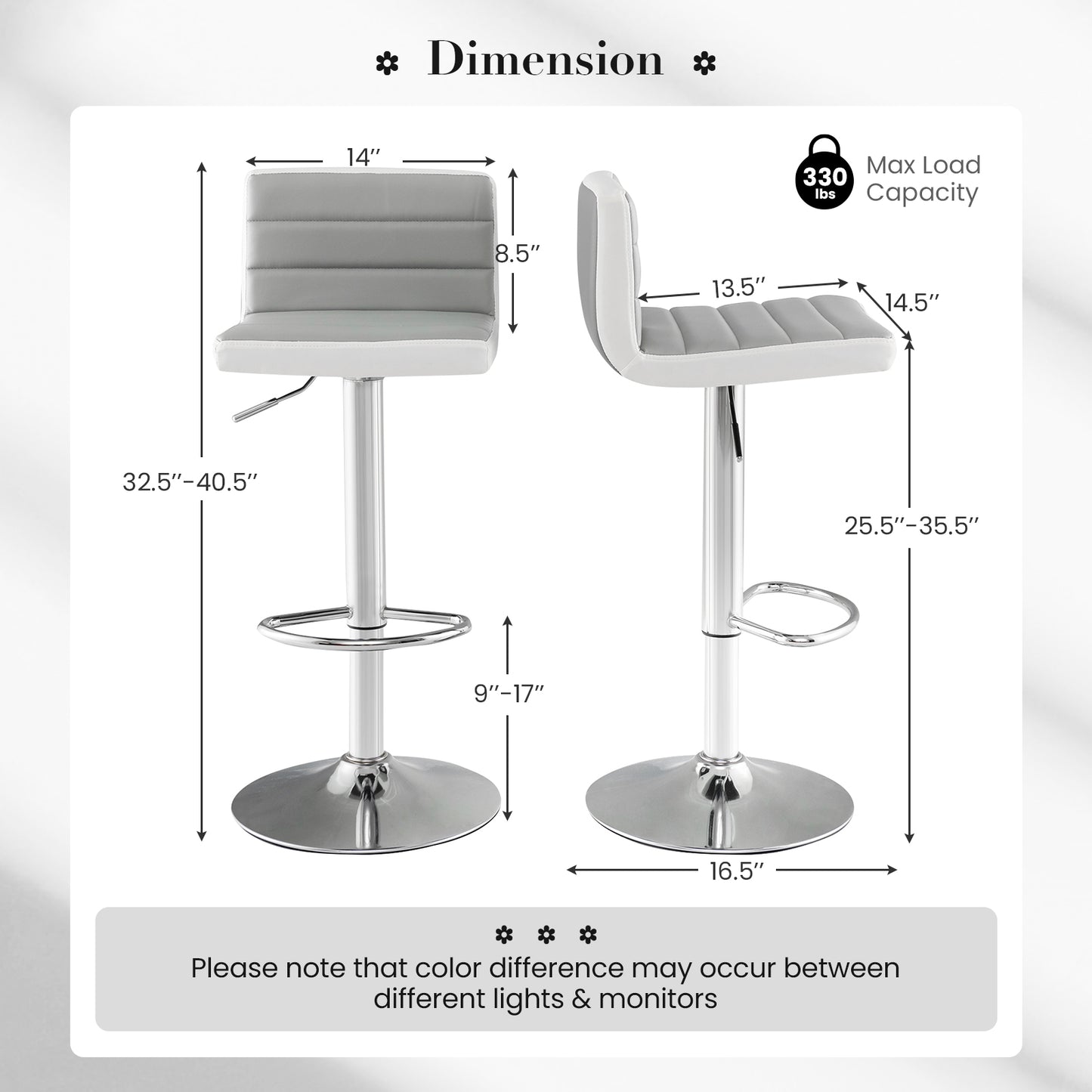 Lot de 2 tabourets de bar à hauteur réglable avec cuir PU